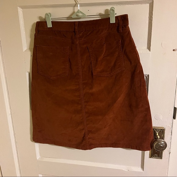 Brown Corduroy Knee Length Skirt - Picture 2 of 5